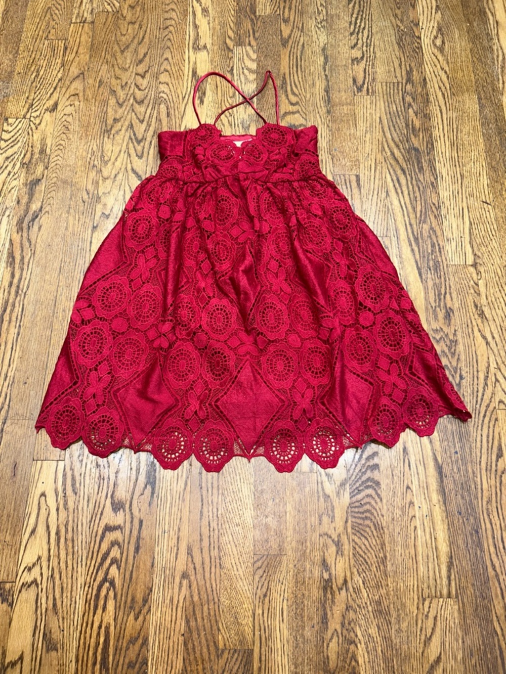 Maeve by Anthropologie Wine Lace Spaghetti-Strap Spring Wedding Guest Dress - Picture 5 of 9
